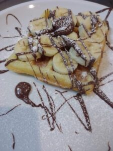 Waffles con banane e cioccolato